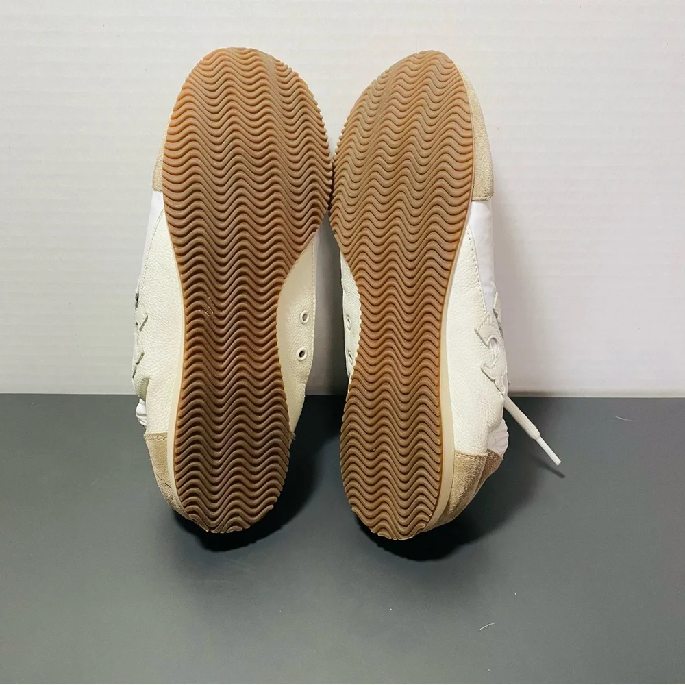 Tory Burch Cream and Tan Suede-Trim Sneakers